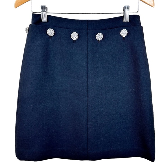 $358 Tory Burch Fremont Crystal Embellished A-Line Skirt Black Wool Knit SZ 6 - Picture 11 of 16